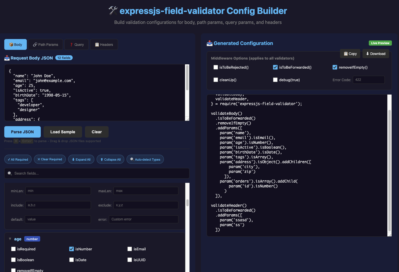 Config Builder Screenshot